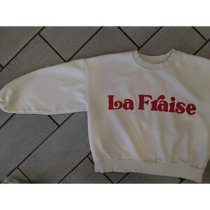 Ellandemm La Fraise White Red Graphic Sweatshirt Pullover S/M Womens